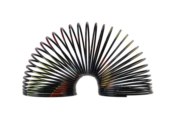 Spirala/sprężyna kosmiczna plastik średnica 6,5cm 2 kolory w pudełku 7x7x7cm