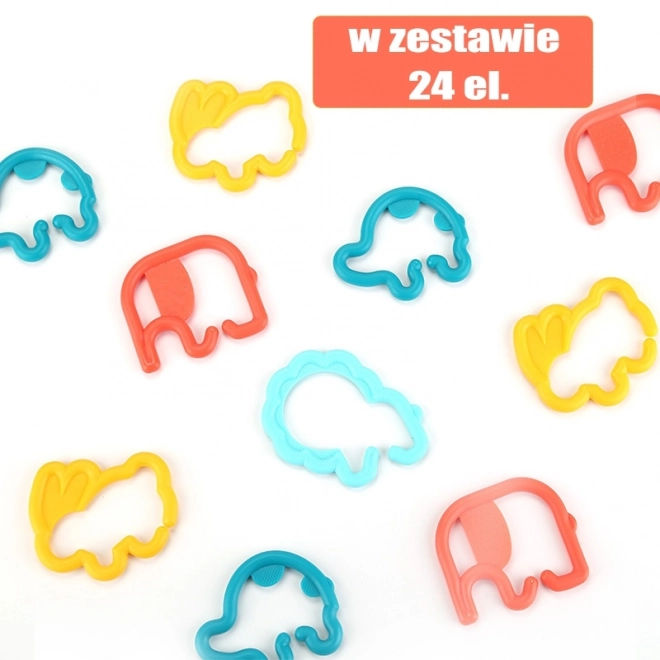 Zabawki sensoryczne dla niemowląt Woopie baby - łańcuch zwierzęcy 24 szt.