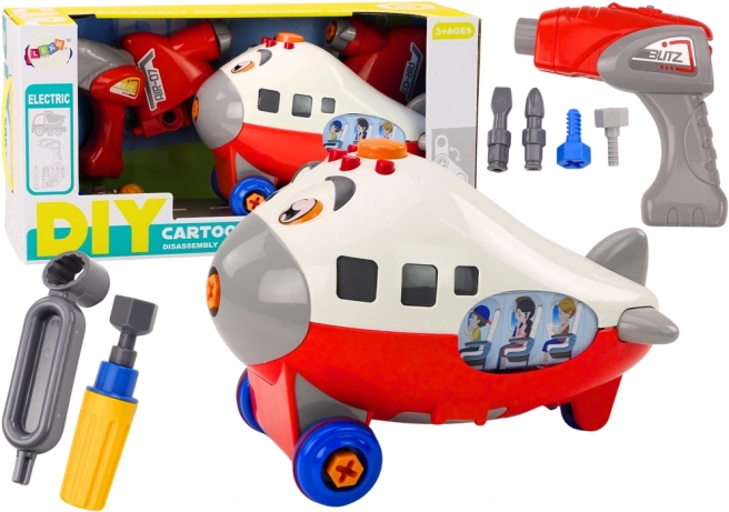Rysunkowy samolot do montażu DIY – czerwony