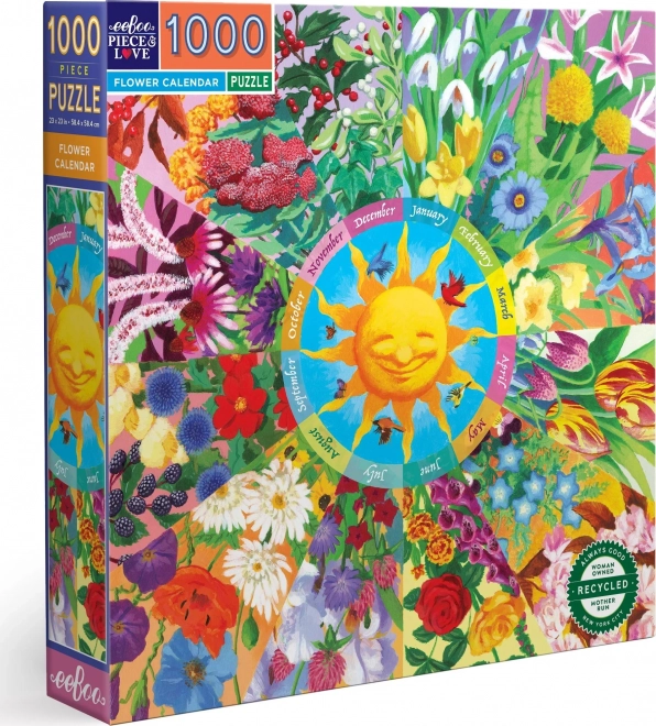 Kwadratowe puzzle eeBoo Kwiatowy kalendarz 1000 elementów