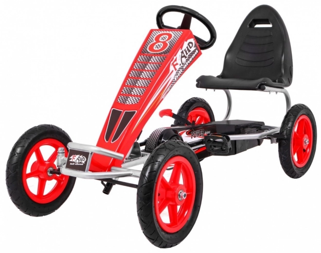 Gokart Full Ahead AIR z pedałami dla dzieci 3+ Czerwony + Regulacja siedzenia + Opony pneumatyczne + Hamulec ręczny