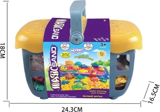 Magiczny piasek kinetyczny Woopie 0,8 kg - zestaw w koszu z foremkami