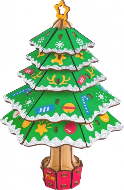 woodcraft drewniane 3d puzzle choinka świąteczna