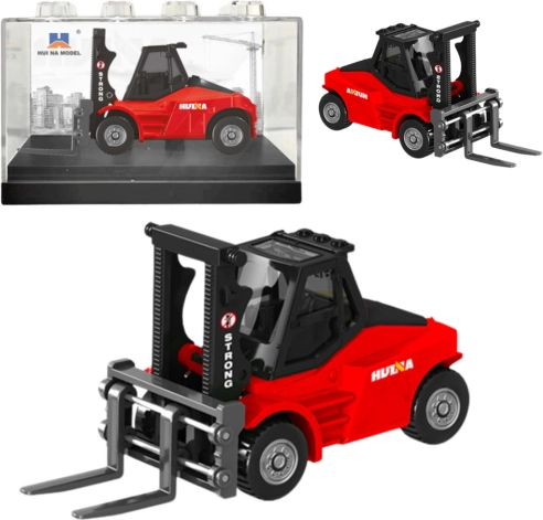 metalowy model wózka widłowego HUINA 1:80 czerwony