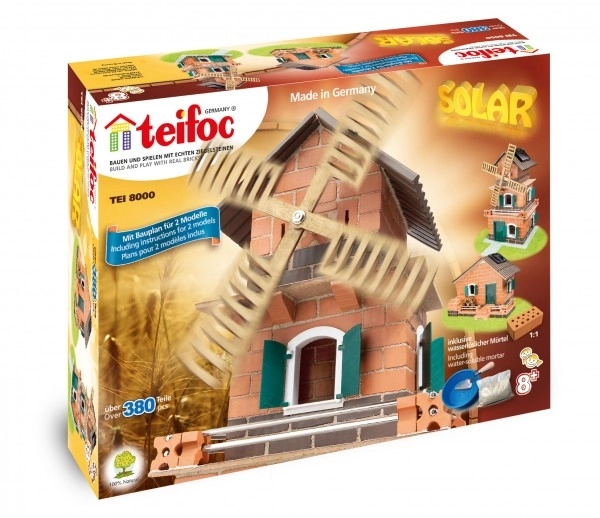 Zestaw budowlany Teifoc Młyn - napęd solarny 380 szt. w pudełku 44x33x11cm