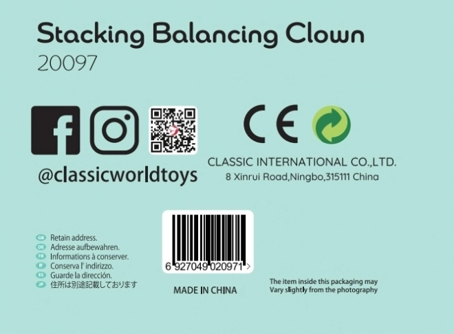 Drewniana układanka Klaun Balancer Classic World
