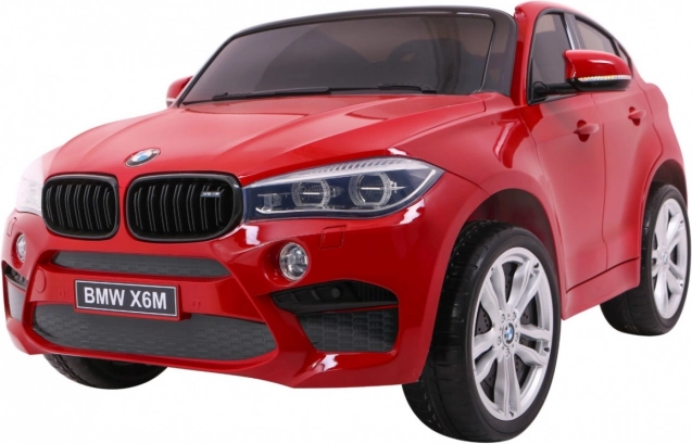 elektryczny samochodzik BMW X6 M XXL dla 2 dzieci, czerwony lakier, zdalne sterowanie i siedzisko z ekoskóry