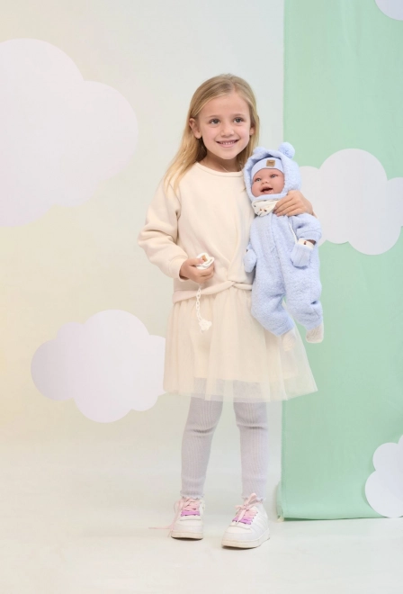 Llorens 84479 NOWORODEK - realistyczna lalka niemowlęca ze dźwiękami i miękkim materiałowym ciałem - 44 cm