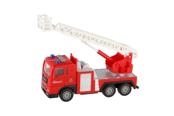 Auto strażackie plastikowe 16cm na napędzane kołach na baterie ze światłem i dźwiękiem w pudełku 21x13x9cm