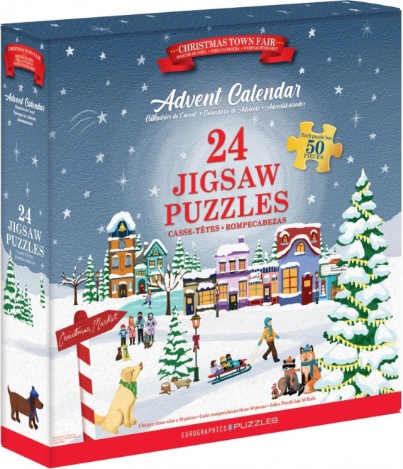 Kalendarz adwentowy: Świąteczny jarmark puzzle 24x50 elementów