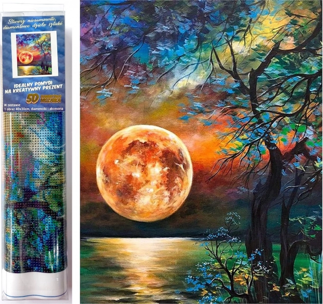 Norimpex Diamentowe malowanie Kolorowa pełnia nad jeziorem 30x40cm
