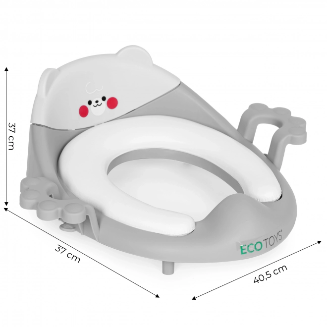 Dziecięca nakładka na toaletę z uchwytami i miękką poduszką szara ECOTOYS