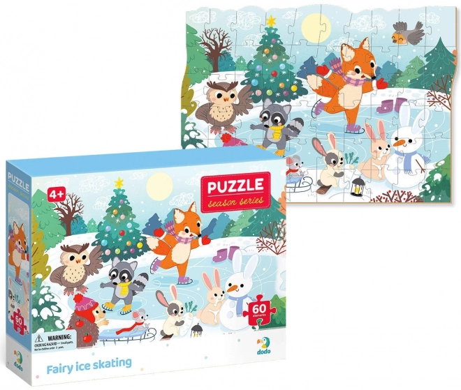 DODO Puzzle Pory Roku: Czarujące zimowe łyżwiarstwo 60 elementów