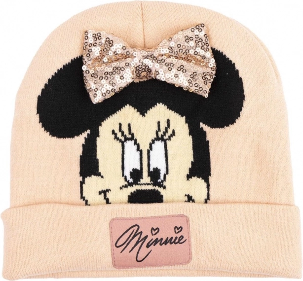 Dzianinowa czapka z błyszczącą kokardą Minnie