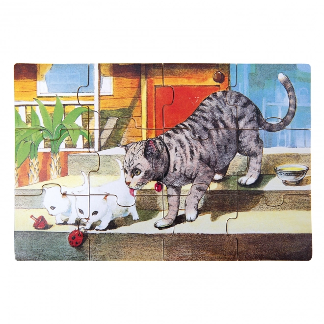 Drewniane puzzle zwierzęta w pudełku