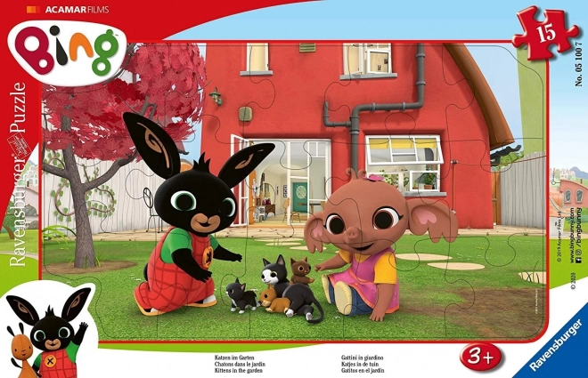 RAVENSBURGER Puzzle Bing: Kocięta w ogrodzie 15 elementów