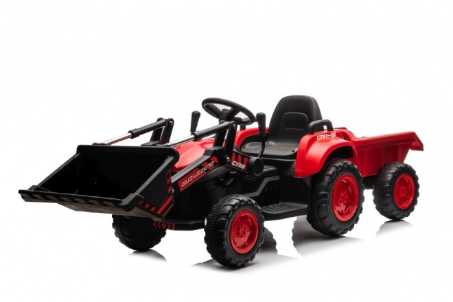 Dziecięcy czerwony traktor z ładowanym akumulatorem i łyżką