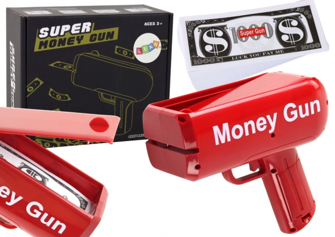 Strzelanie z pistoletu na pieniądze Czerwona pistola na pieniądze Banknotów Launcher