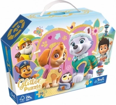 Puzzle z brokatem 70 elementów w walizeczce – Urocza SKYE i EVEREST