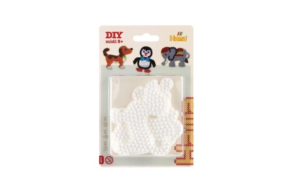 Podkładka na koraliki do prasowania Hama MIDI słoń, pingwin, piesek plastik 3 sztuki na karcie 12x18x3cm