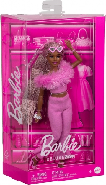 barbie deluxe style – różowy futrzany komplet
