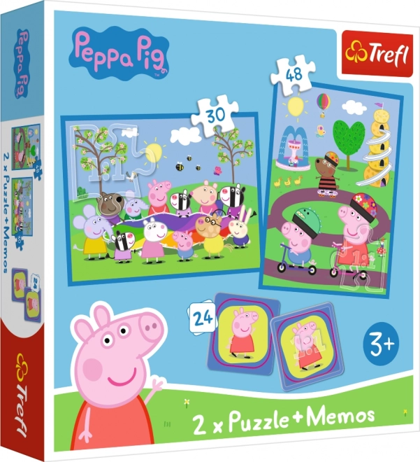 TREFL Zestaw 3w1 Szczęśliwe chwile z prosiaczkiem Pepą (2x puzzle + memo)