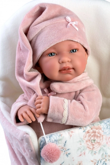 Llorens 84450 NEW BORN - realistyczna lalka niemowlę z dźwiękami i miękkim materiałowym ciałem - 44 cm