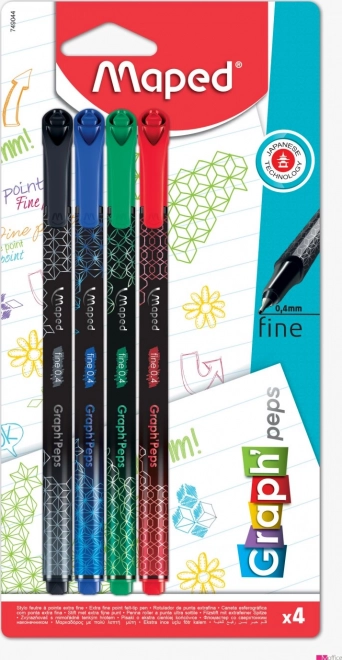 maped liner graph'peps deco – zestaw 4 kolorowych linerów 0,4 mm