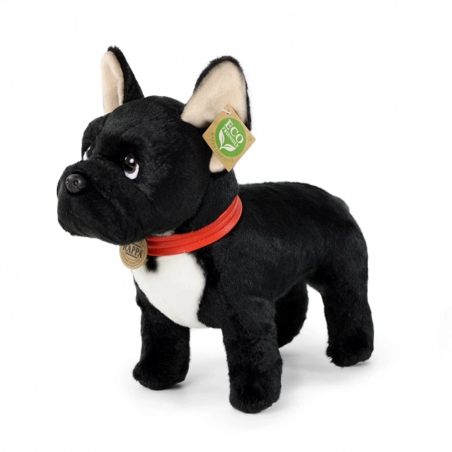 Pluszowy francuski buldog czarny z obrożą stojący 30 cm ECO-FRIENDLY