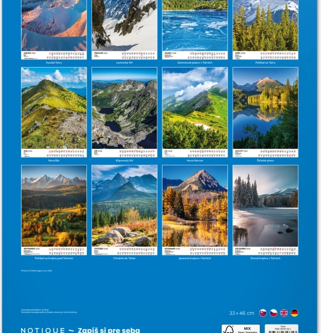 Kalendarz ścienny Tatry 2026