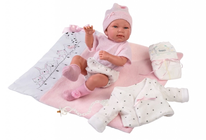 Realistyczna lalka niemowlęca z dźwiękami i miękkim ciałem 44 cm