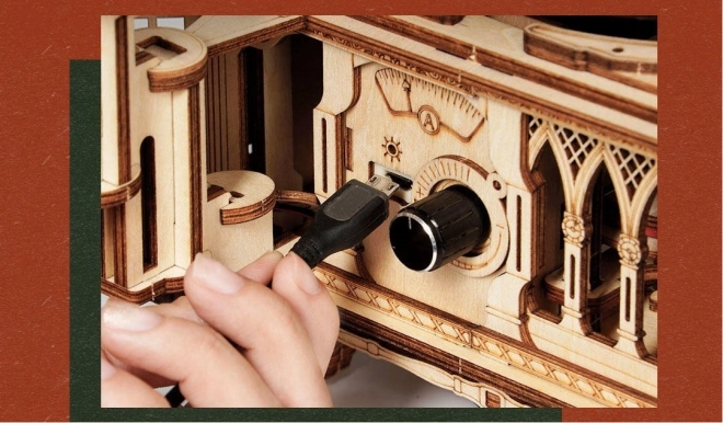 RoboTime 3D drewniane mechaniczne puzzle Gramofon (napęd ręczny)