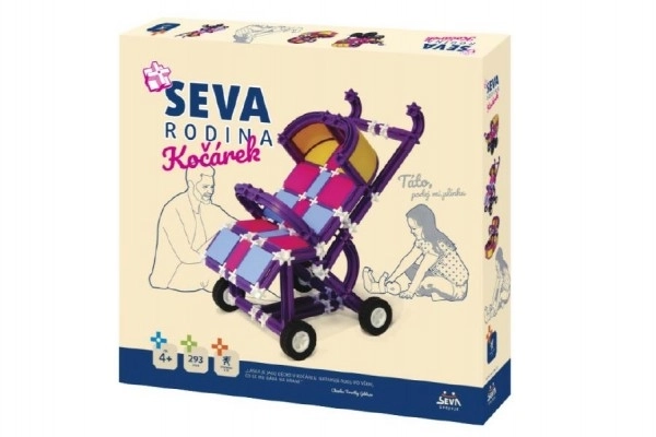 Klocki SEVA RODZINA Wózek plastikowy 293 elementy w pudełku 35x33x5cm 4+