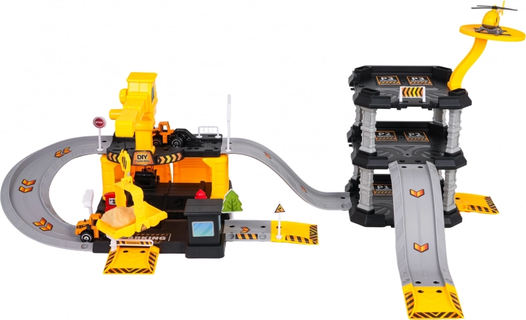 Trzypoziomowy parking ze zjazdami