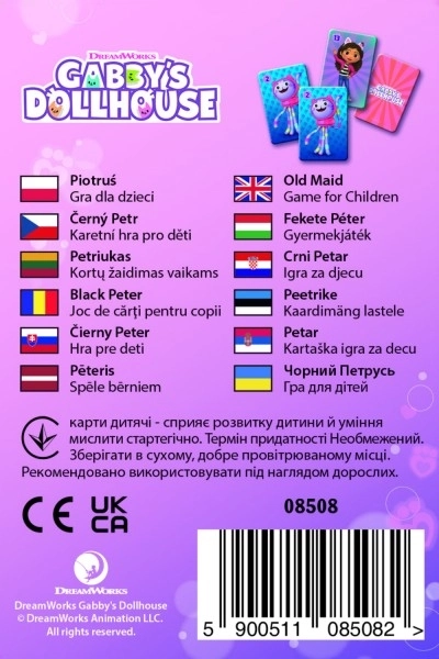 Gra karciana Czarny Piotruś z motywem domu kota Gabi