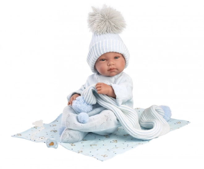 Llorens 84337 NOWORODEK CHŁOPCZYK - realistyczna lalka bobas z pełnym winylowym ciałem - 43 cm