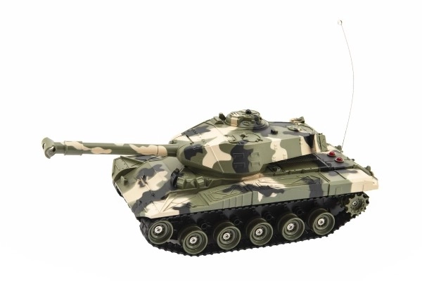 Czołg RC plastikowy 27cm 27MHz na baterie + pakiet ładowalny z dźwiękiem w pudełku 37x17x19cm