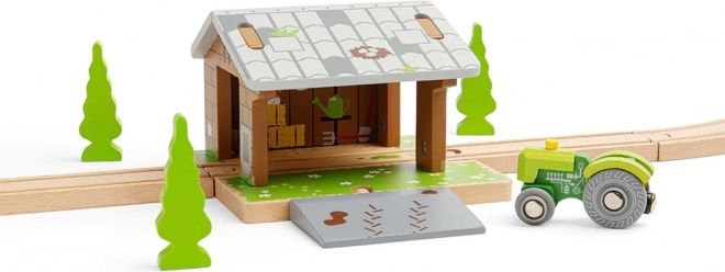 Bigjigs Rail drewniana stodoła na torach