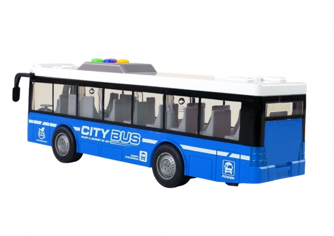 Interaktywny autobus na baterie z oświetleniem i dźwiękami niebieski 1:16