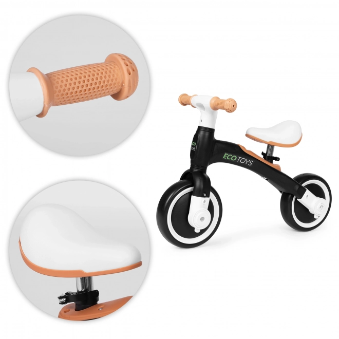 Rowerek biegowy z pedałami 3w1 czarny ECOTOYS