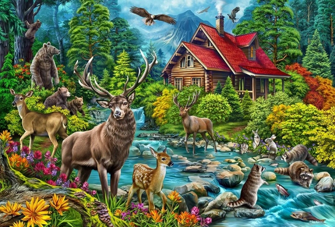 Puzzle Chatka z czerwoną dachówką 2000 elementów