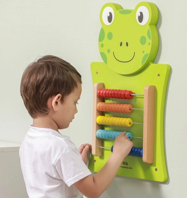 Drewniana tablica z liczydłem żabka montessori certyfikat FSC