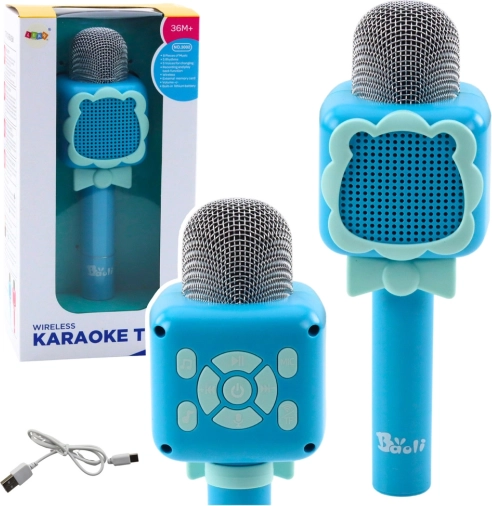 Bezprzewodowy mikrofon Bluetooth do karaoke, nagrywanie, zmiana głosu, niebieski