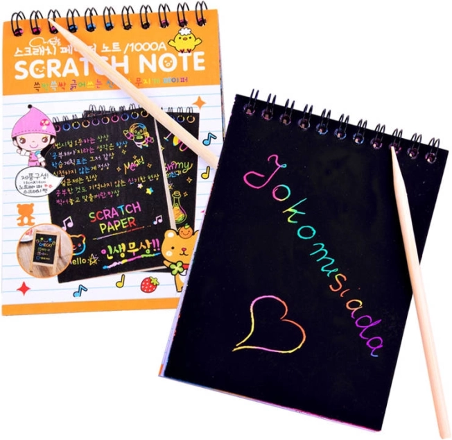 Tęczowa zdrapywanka z patyczkiem do rysowania – Notes