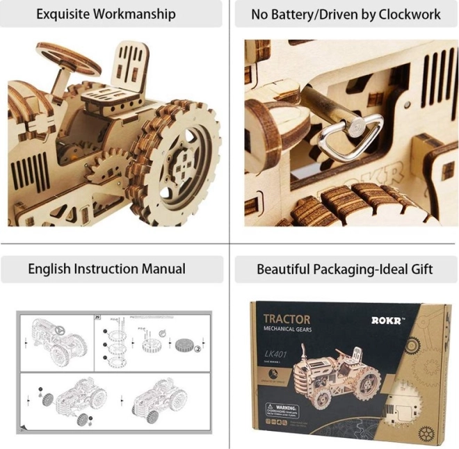 RoboTime 3D drewniane mechaniczne puzzle Traktor