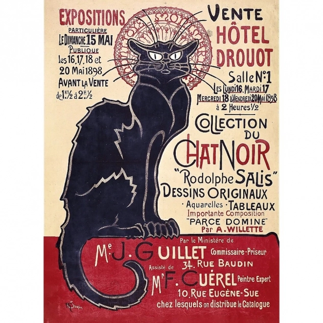 Drewniane puzzle Art: Steinlen - Czarna kotka, 200 elementów