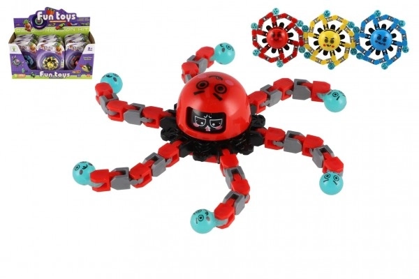 Żyroskop spinner mechaniczny plastikowy 7cm świecący w ciemności 3 kolory na karcie 12 sztuk w pudełku