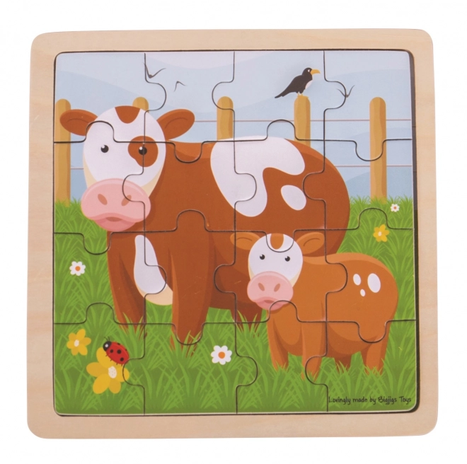 Bigjigs Toys puzzle - Krówka z cielaczkiem
