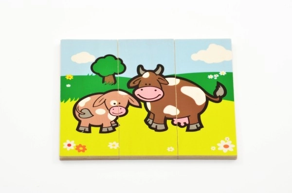 Puzzle Moje pierwsze zwierzątka drewniane 18 elementów dla najmłodszych w pudełku 13x11,5x4,5cm 12m+ MPZ