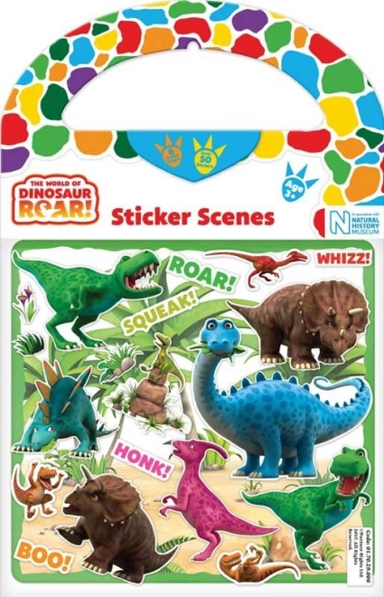 naklejki dinozaury – zestawy wielokrotnego użytku z tłami